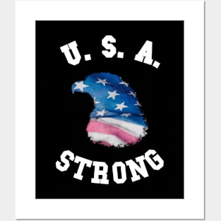 🦅 USA Strong, Eagle Head Flag, America Patriotic Posters and Art